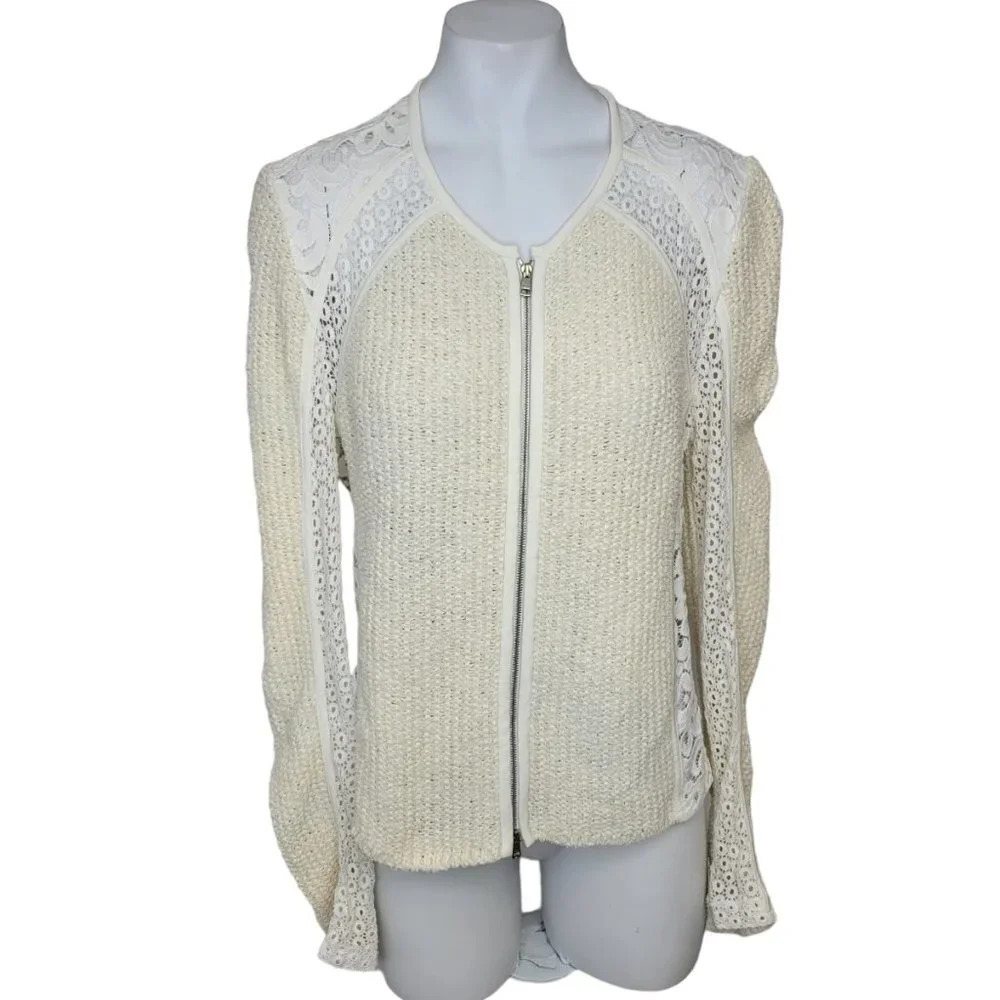 Marc Cain Womens  Crochet Lace Zip Up Sweater Size N3 / US 8